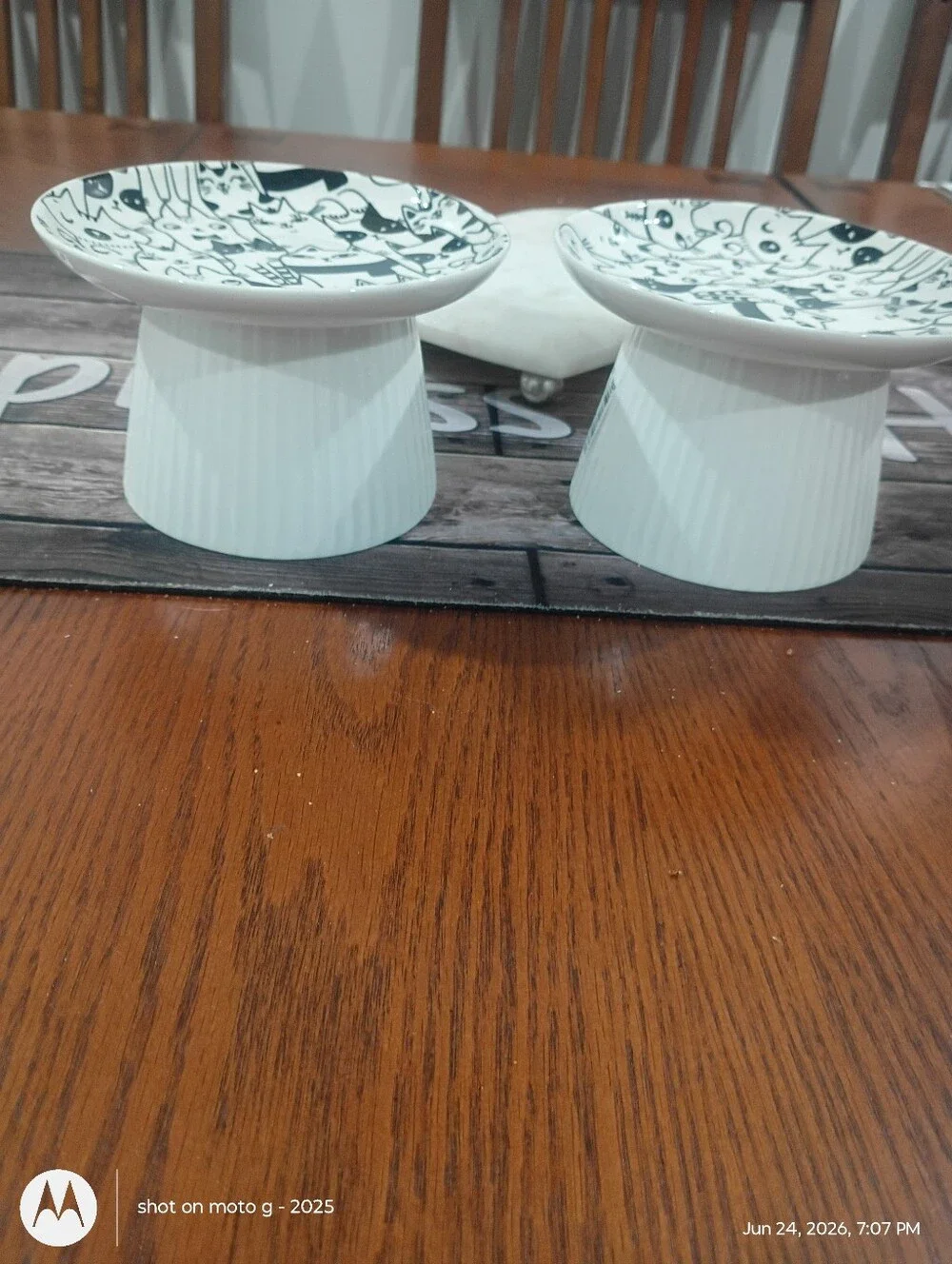 2 Signature Elevated Bowl Cat Design New